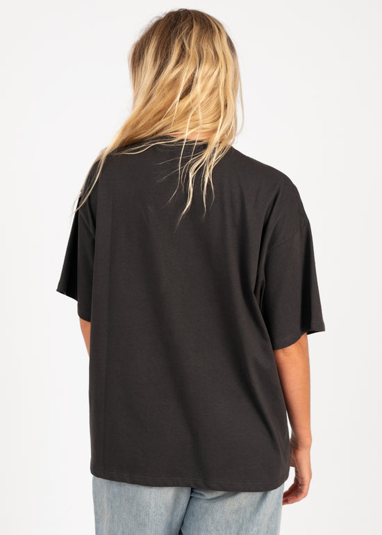 Tropical Tour Heritage Tee in Washed Black by Rip Curl