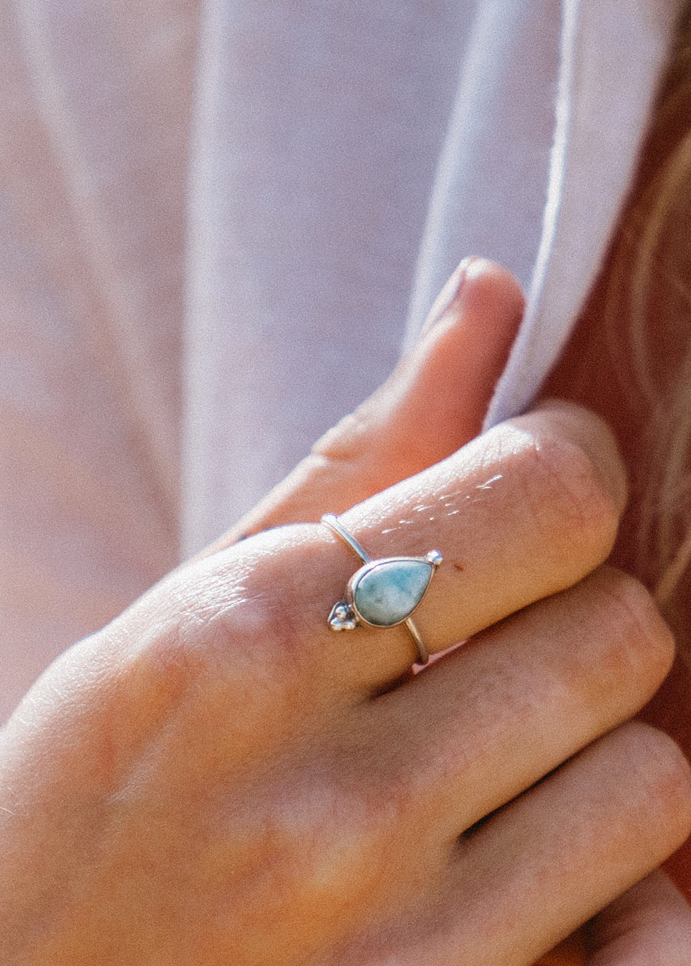 Teardrop Larimar Ring by Tropical Tribe