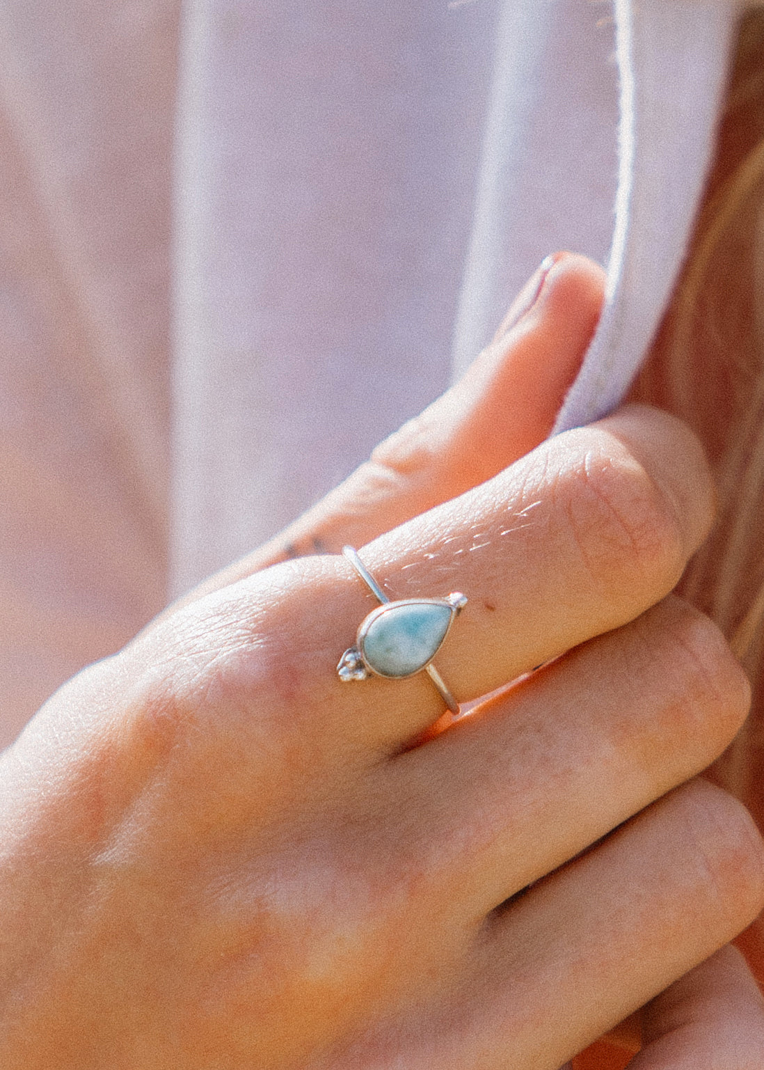 Teardrop Larimar Ring