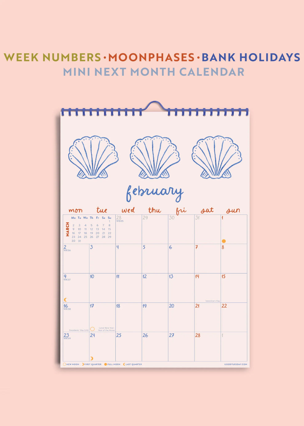 2026 Ocean Mermaid Calendar