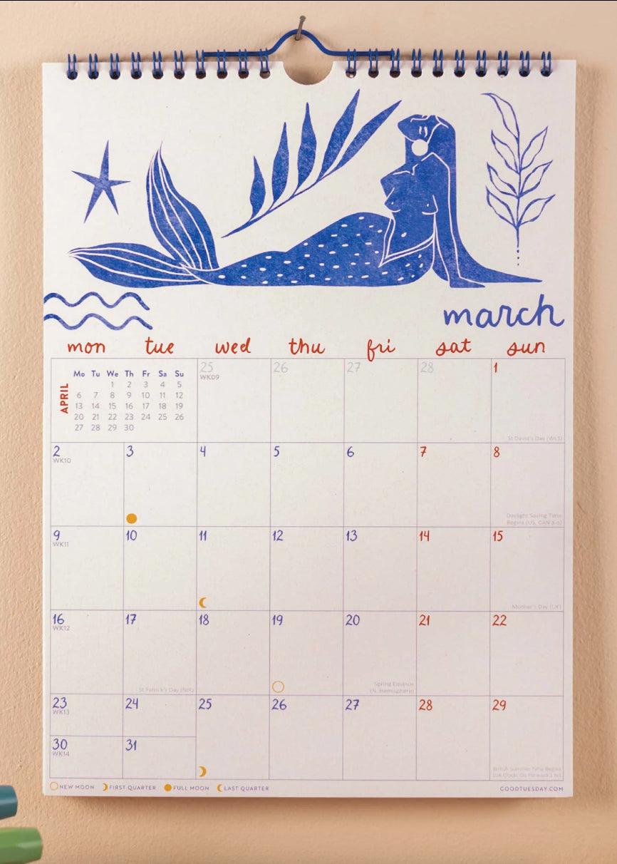 2026 Ocean Mermaid Calendar