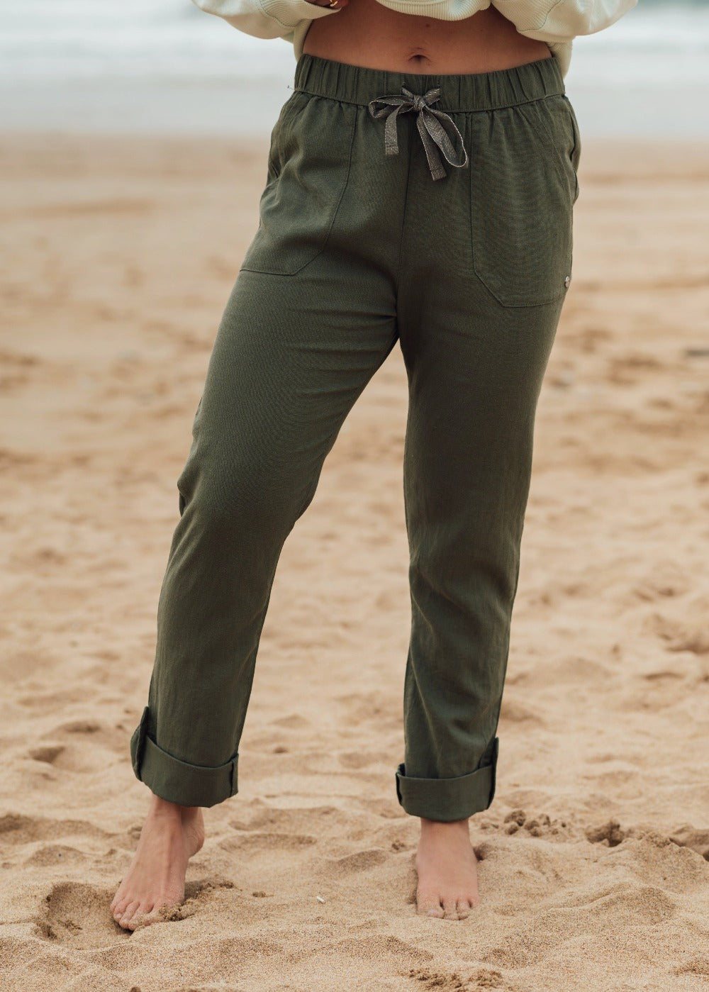 On The Seashore Linen Cargo Trousers by Roxy