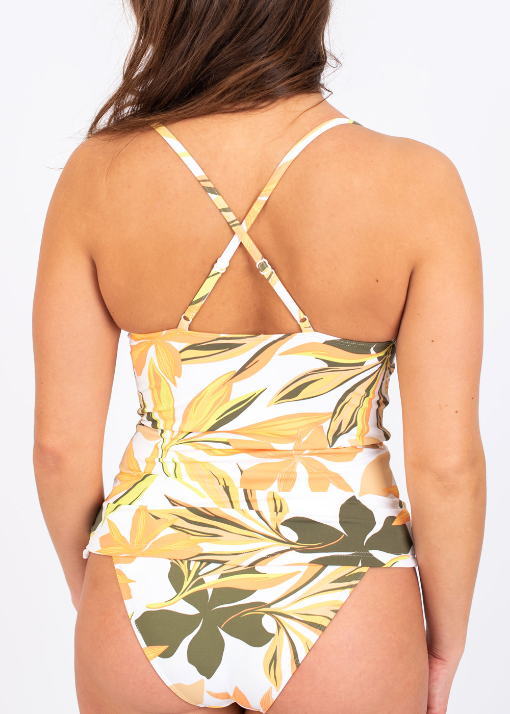 Beach Classics Tankini Bikini Top in White Tropics
