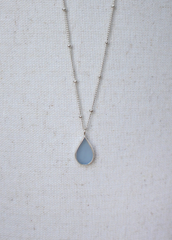 Sterling Silver Drop Sea Glass Necklace by Shimmy Bracelets