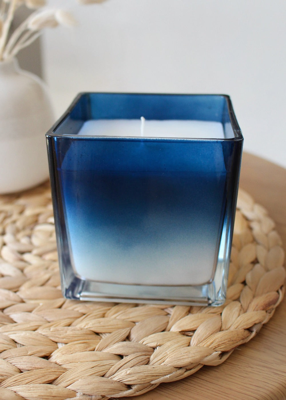 Midnight Musk Ocean Blue Ombre Glass Candle