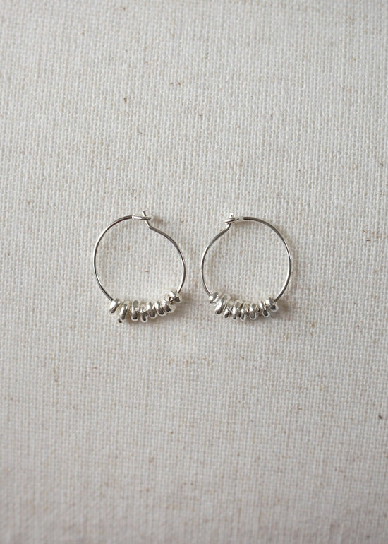 Silver Nugget Hoop Earrings by Lucy Kemp