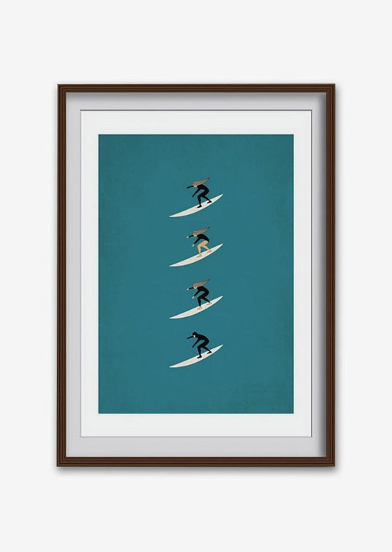 Surf Through the Seasons Female Surfer - Art Print