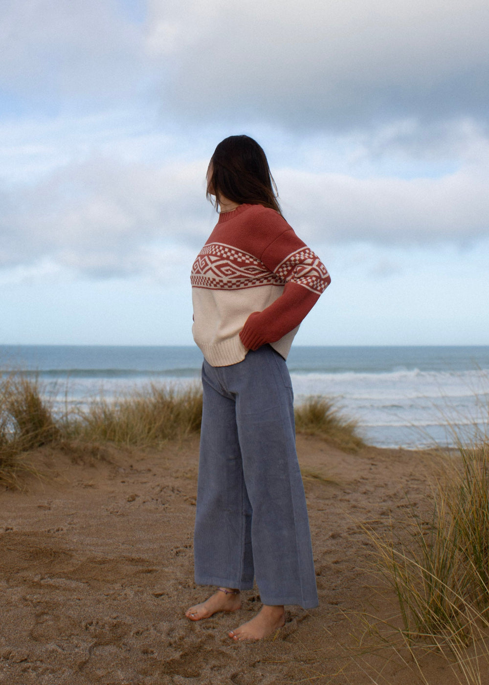 Stevie Cord Trousers in Blue Grey