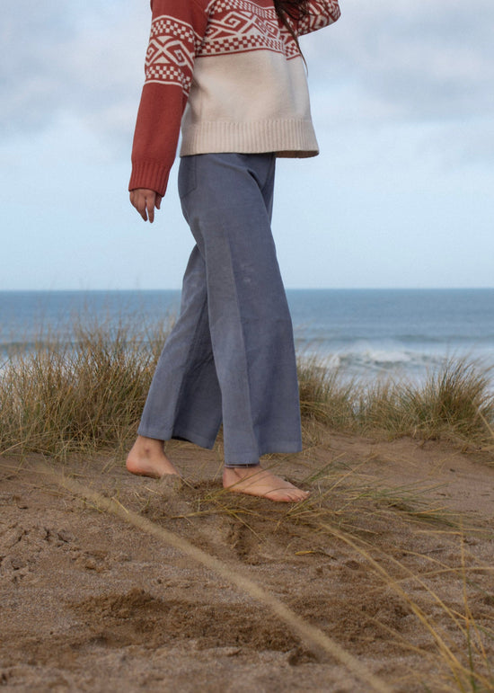 Stevie Cord Trousers in Blue Grey