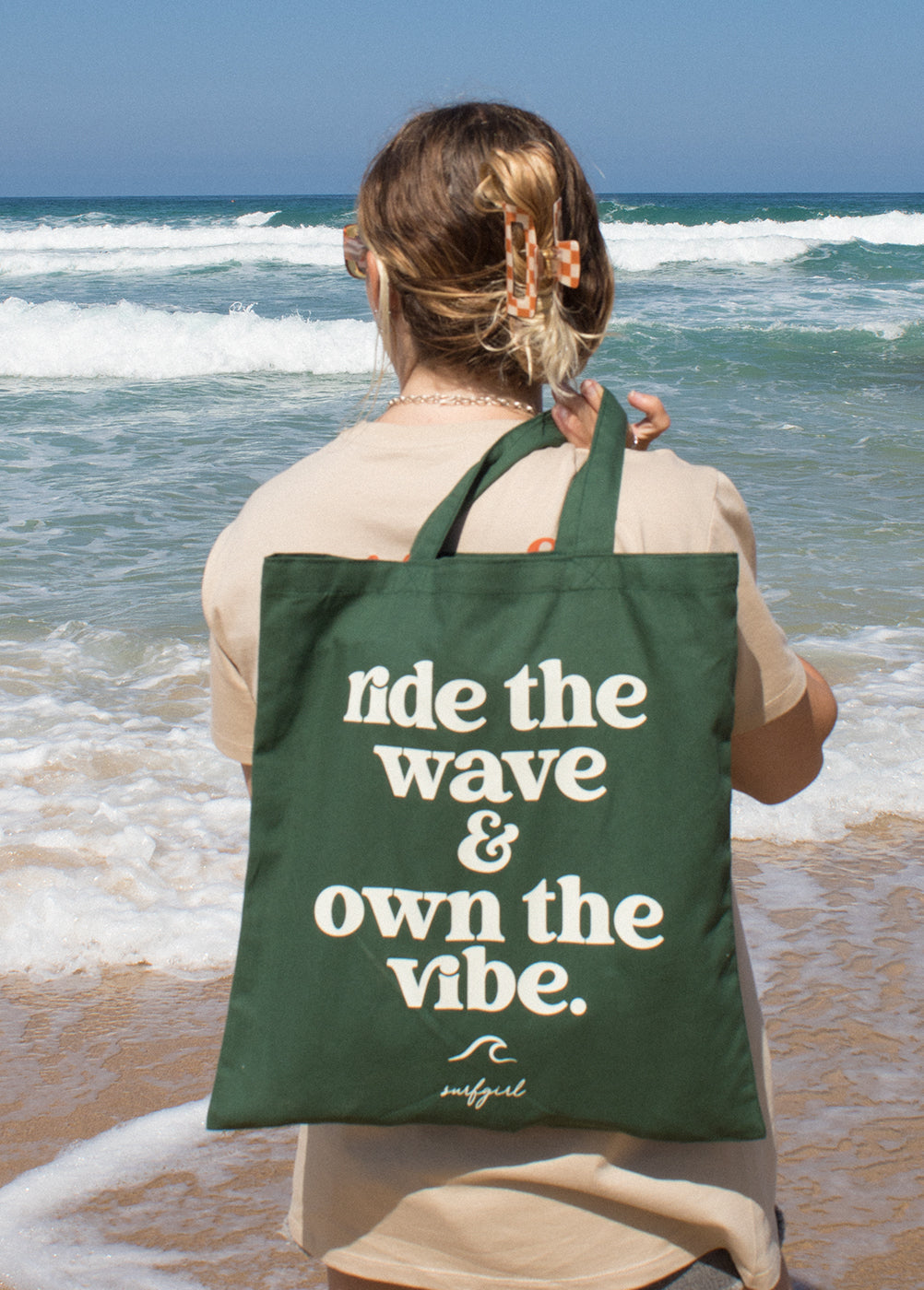Ride The Wave Tote Bag Seaweed