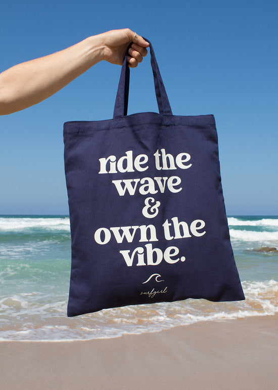 Ride The Wave Tote Bag Deep Ocean