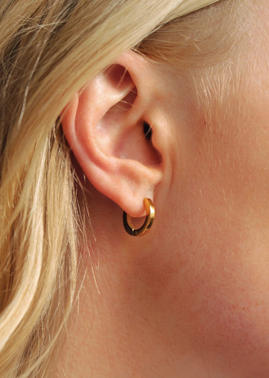 Round Waterproof Gold Huggie Hoop Earrings