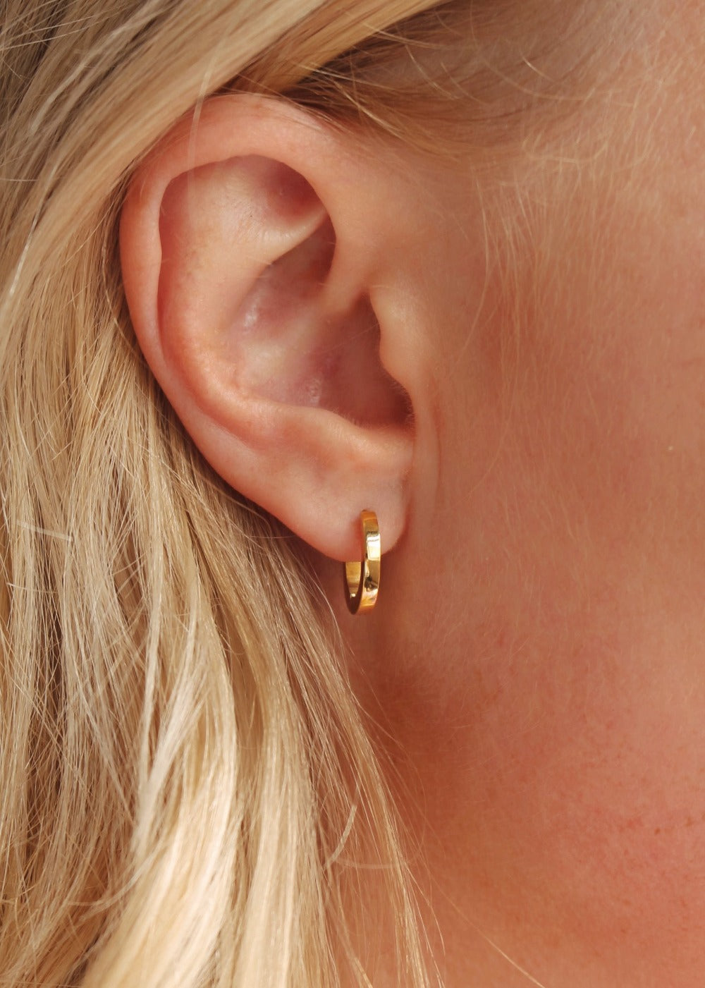 Round Waterproof Gold Huggie Hoop Earrings