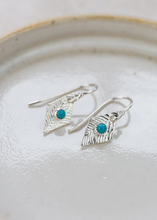 Turquoise Diamond Drop Hook Earrings by Lucy Kemp