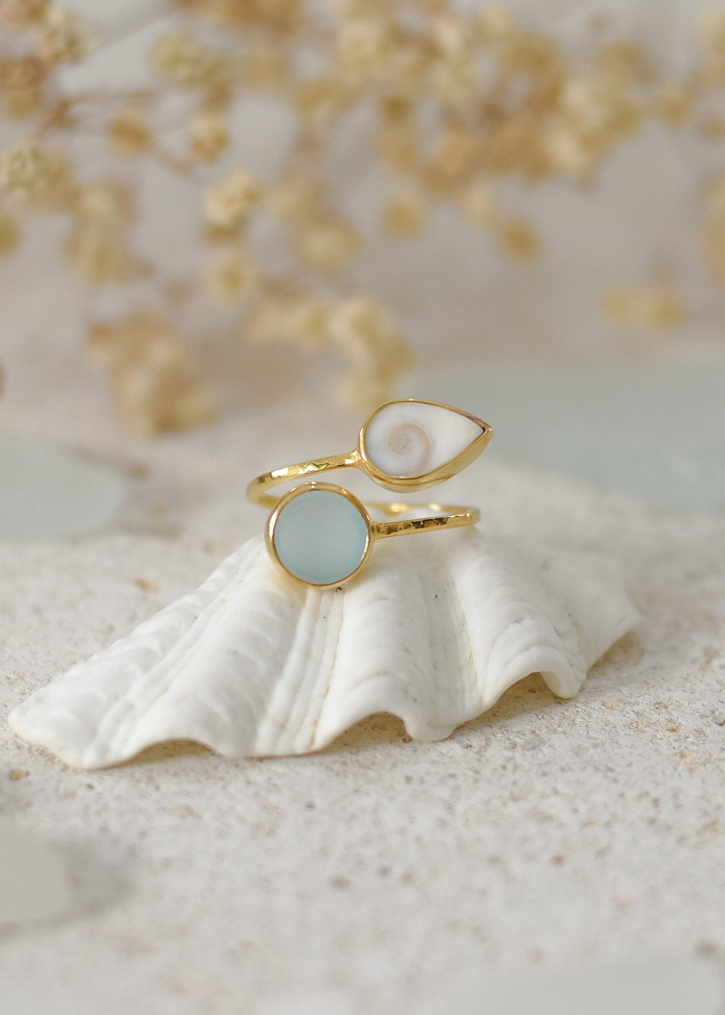 Ocean Treasure Gold Adjustable Ring by Shimmy Bracelets
