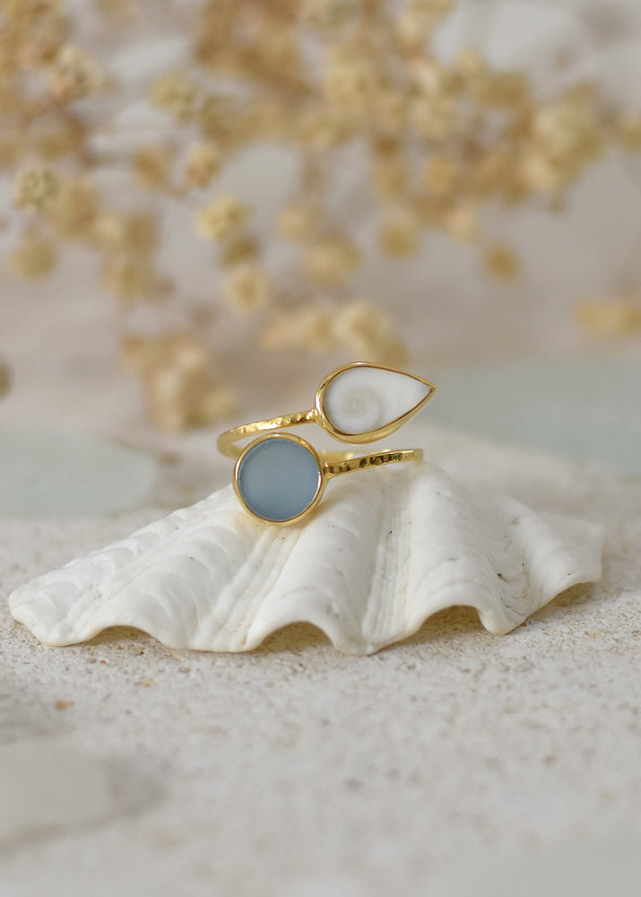 Ocean Treasure Gold Adjustable Ring by Shimmy Bracelets