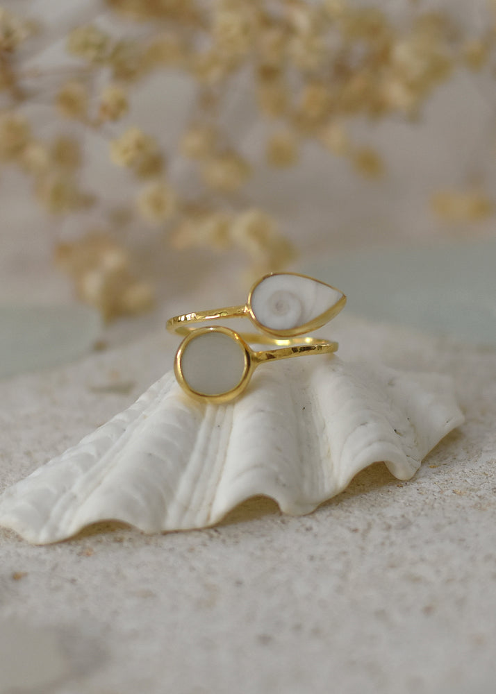 Ocean Treasure Gold Adjustable Ring by Shimmy Bracelets