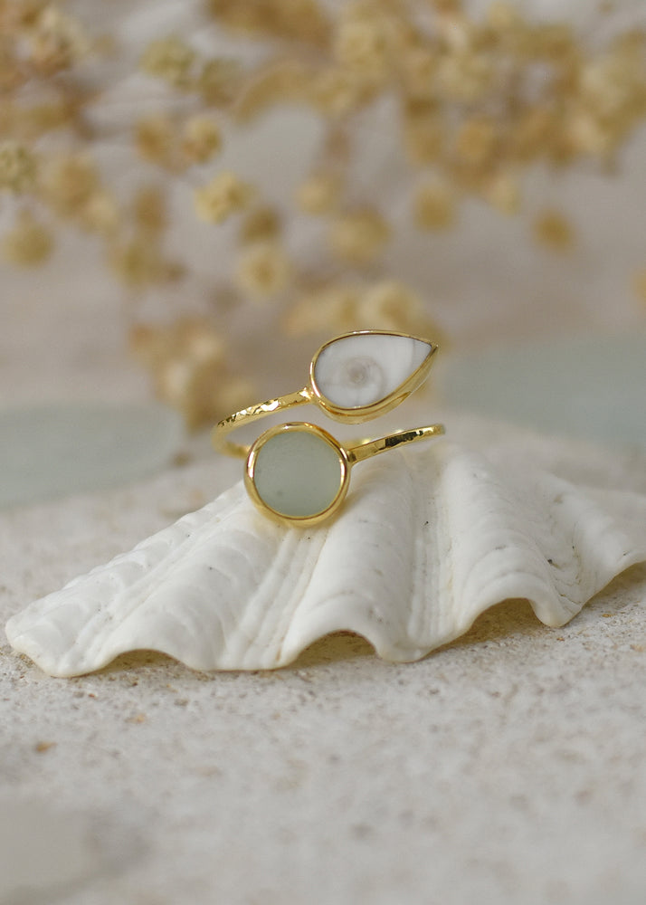 Ocean Treasure Gold Adjustable Ring by Shimmy Bracelets