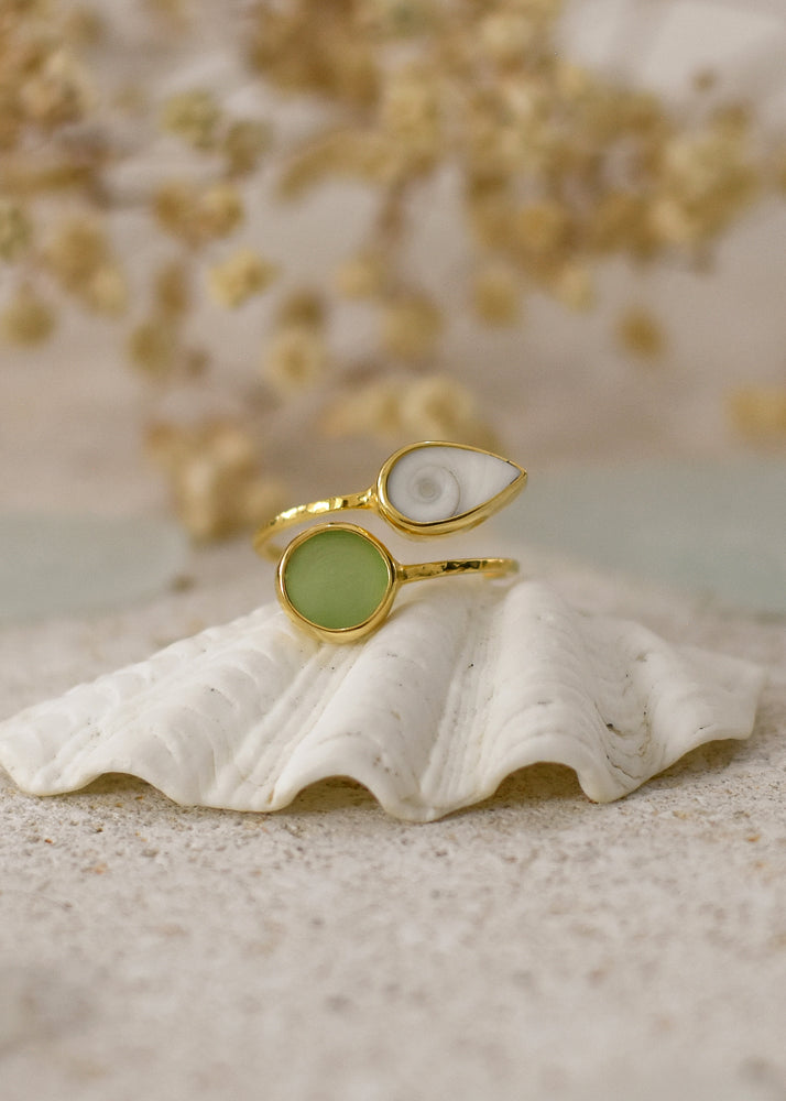 Ocean Treasure Gold Adjustable Ring by Shimmy Bracelets