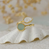 Ocean Treasure Gold Adjustable Ring by Shimmy Bracelets