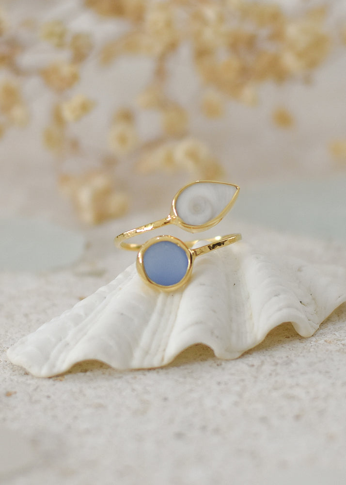 Ocean Treasure Gold Adjustable Ring by Shimmy Bracelets