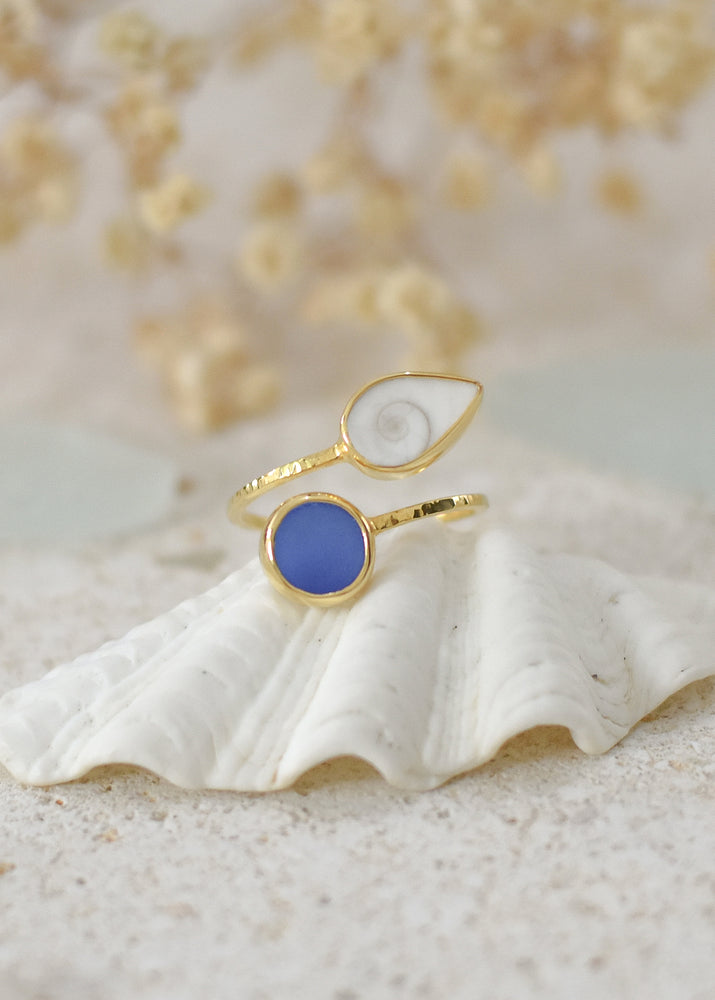 Ocean Treasure Gold Adjustable Ring by Shimmy Bracelets