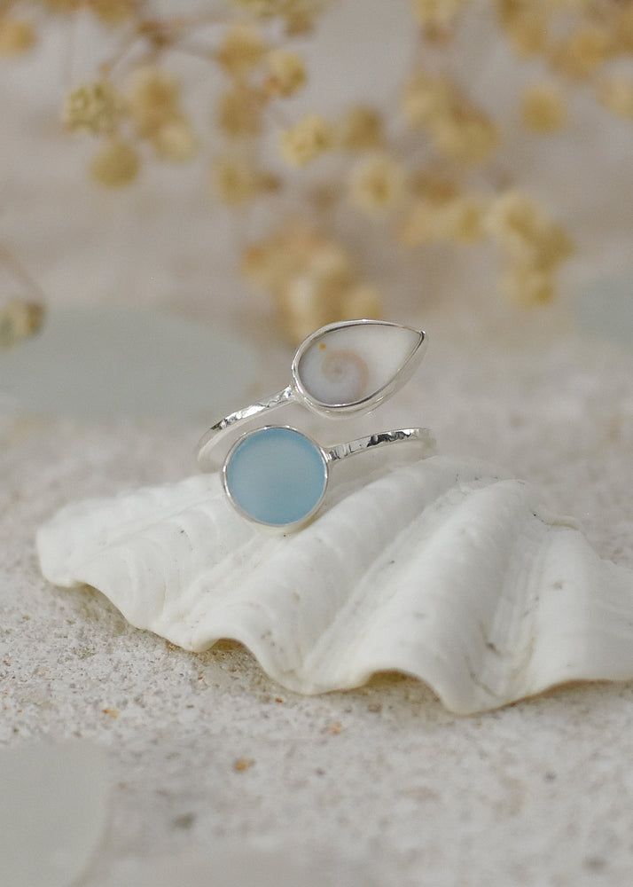 Ocean Treasure Silver Adjustable Ring by Shimmy Bracelets