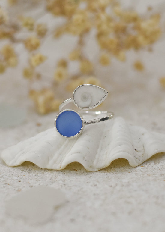 Load image into Gallery viewer, Ocean Treasure Silver Adjustable Ring by Shimmy Bracelets
