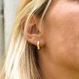 14mm Hexagon Gold Hoop Huggies Waterproof Surf Earrings
