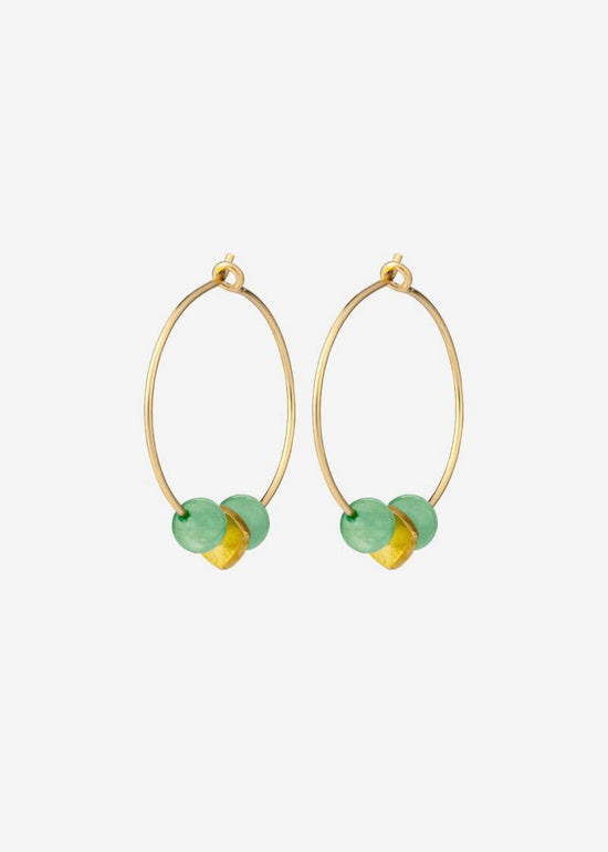 Green Aventurine Hoop Earrings by One & Eight