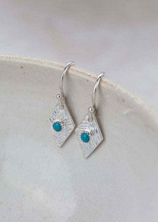 Turquoise Diamond Drop Hook Earrings by Lucy Kemp