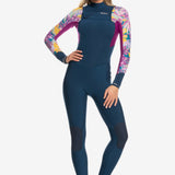 5/4/3mm Swell Series Chest Zip Wetsuit in Anthracite & Hot Tropics by Roxy