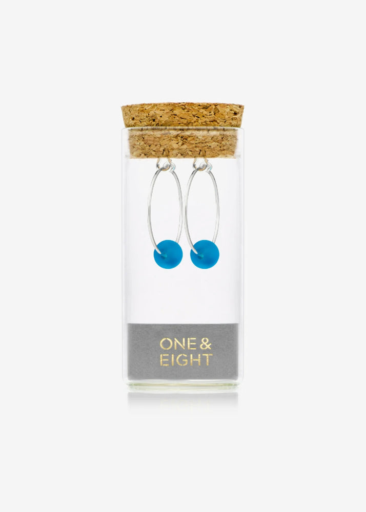 Marine Blue Sea Glass Hoop Earrings by One & Eight