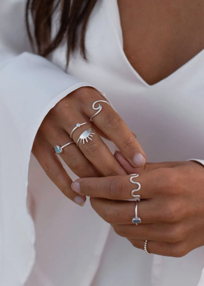 Sandy Sennen Wave Sterling Silver Ring by Sadie Jewellery