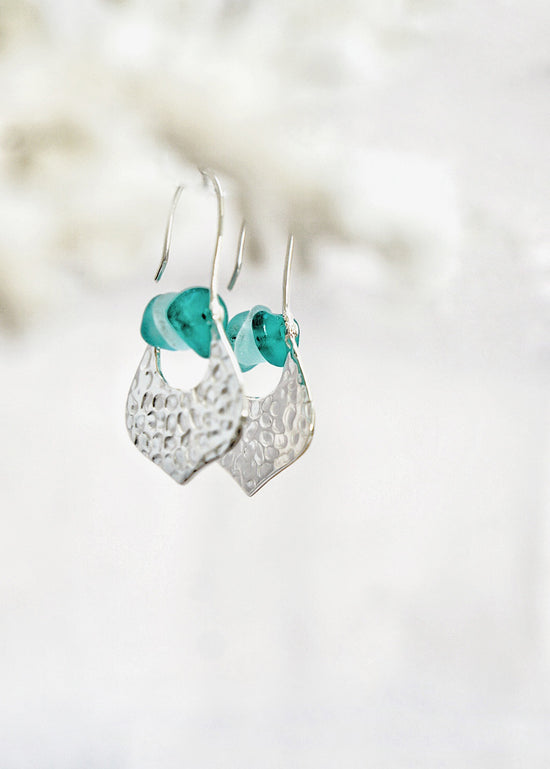 Moroccan Sea Glass Hook Earrings