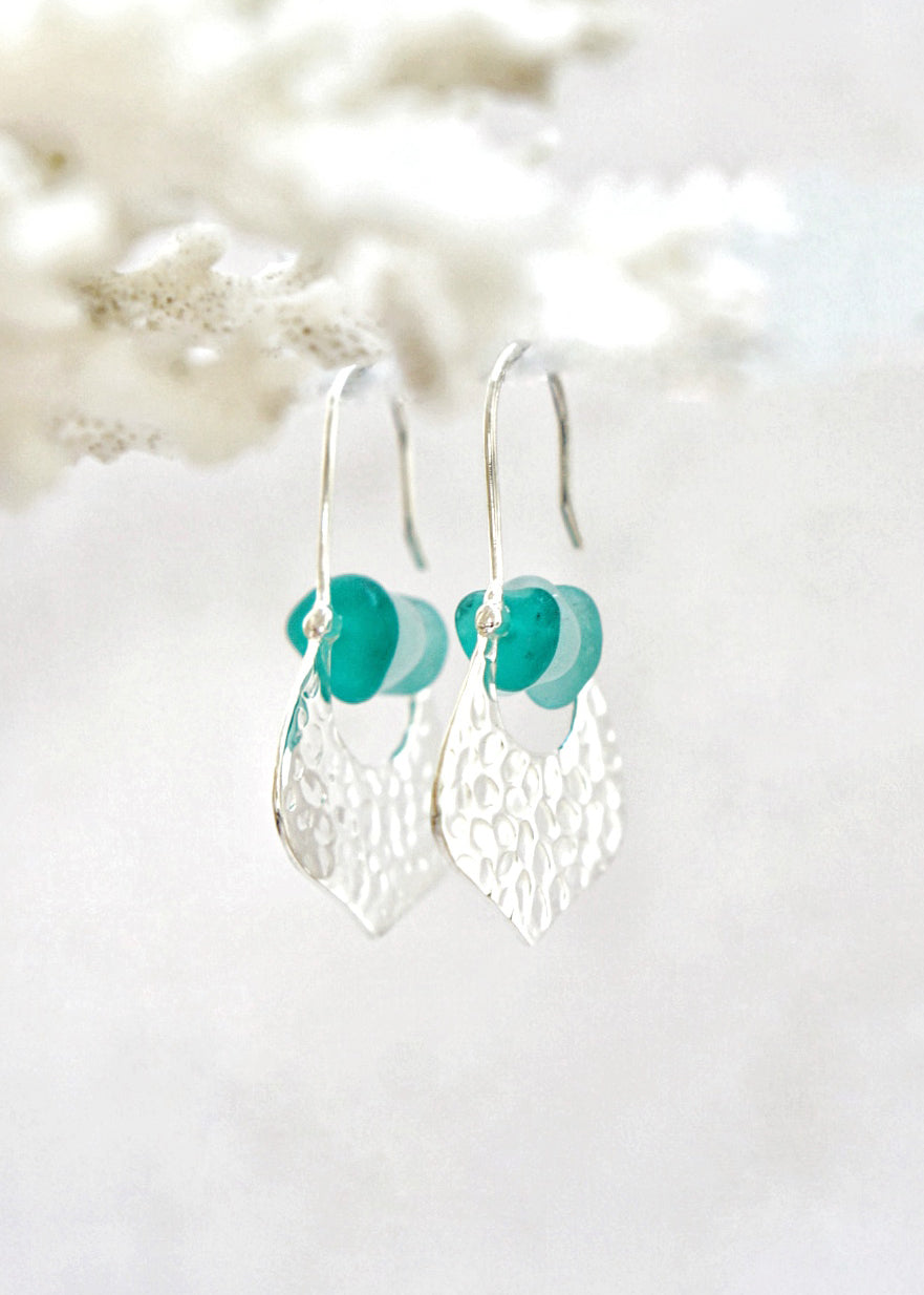 Moroccan Sea Glass Hook Earrings