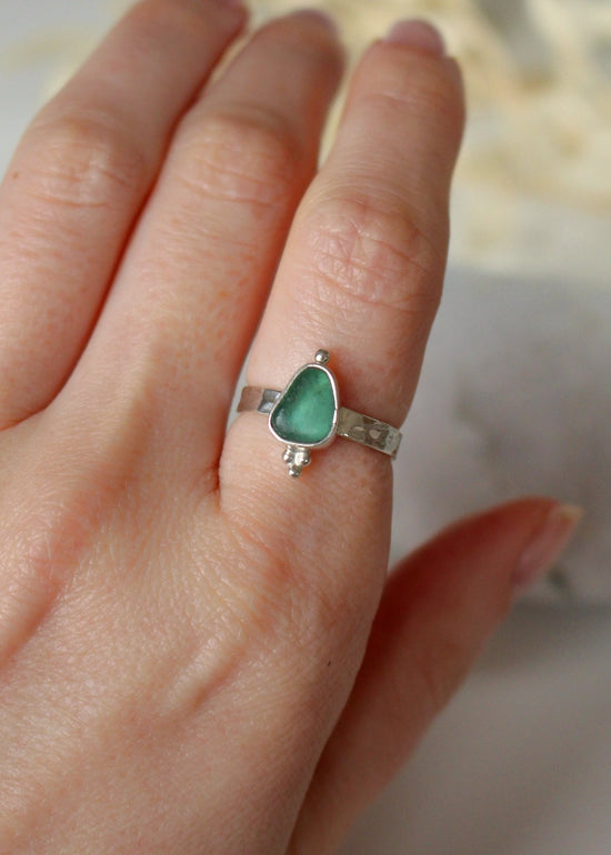 Load image into Gallery viewer, Aqua Sea Glass Ring by Océan Bohème
