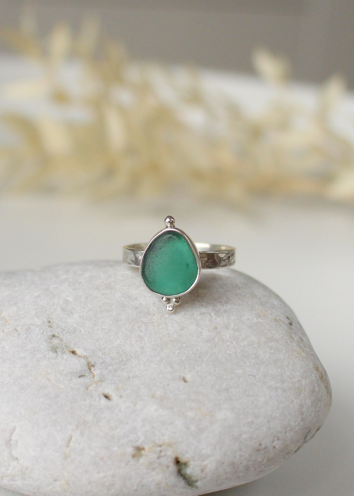Load image into Gallery viewer, Aqua Sea Glass Ring by Océan Bohème
