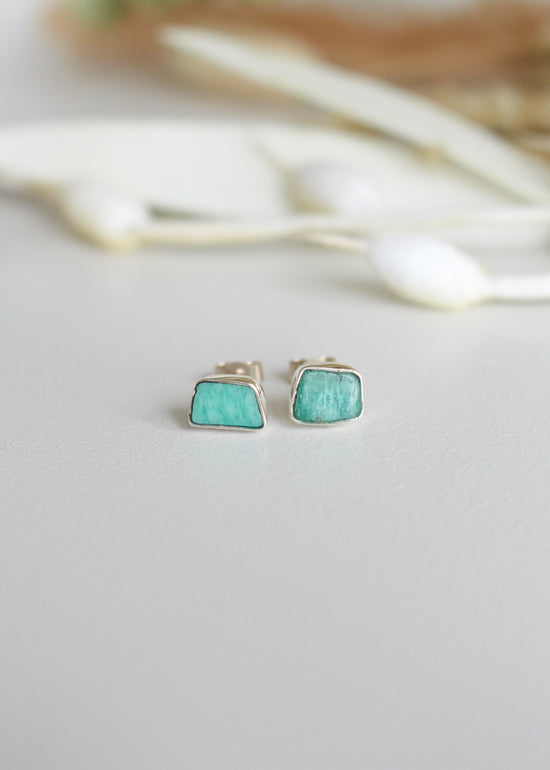 Load image into Gallery viewer, Amazonite Stud Earrings by Océan Bohème
