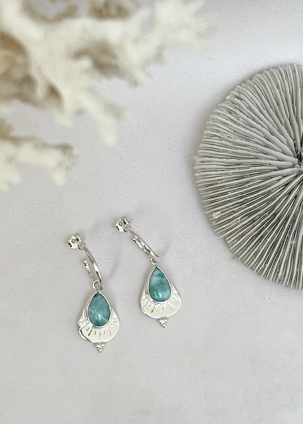 Larimar Hoop Earrings