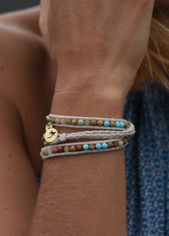Triple Wrap Palm Tree Bracelet in Natural