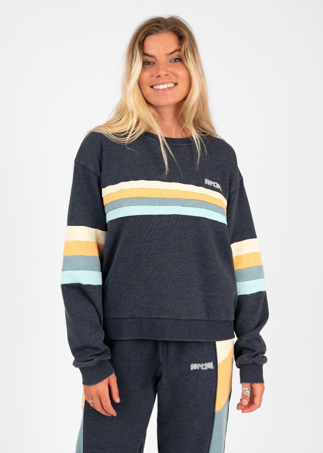 Rip Curl women's Surf Revival panelled crew sweatshirt navy