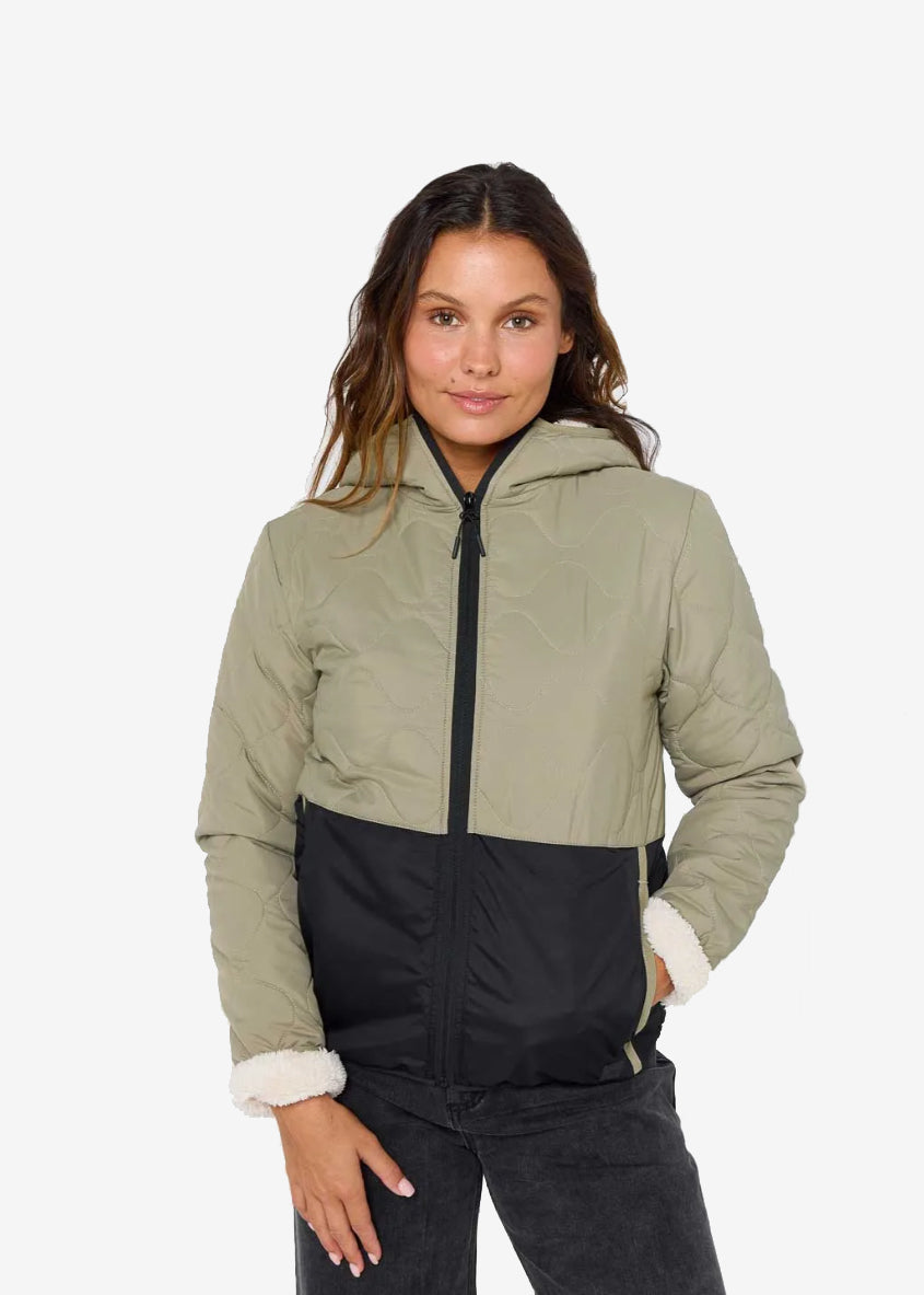 Anti-Series Anoeta Quilted Zip Jacket in Olive