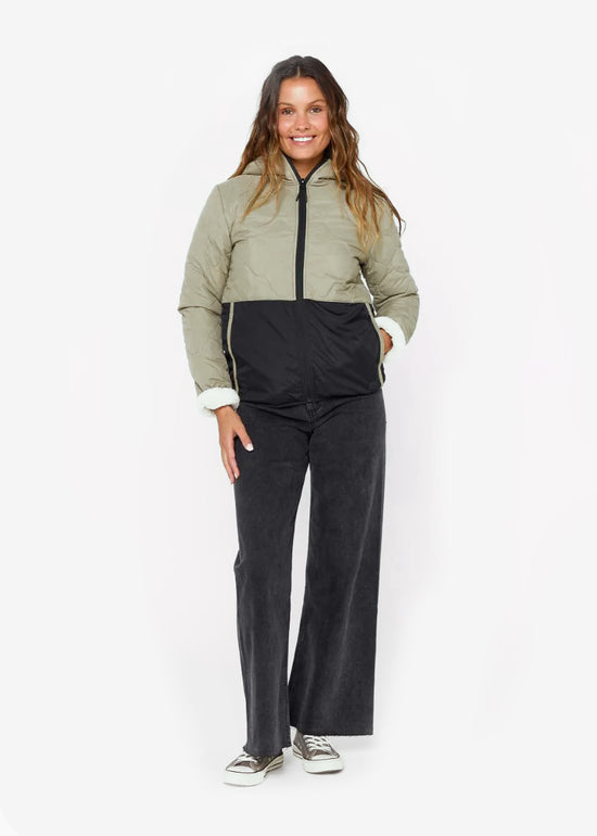 Anti-Series Anoeta Quilted Zip Jacket in Olive