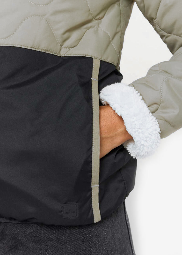 Anti-Series Anoeta Quilted Zip Jacket in Olive