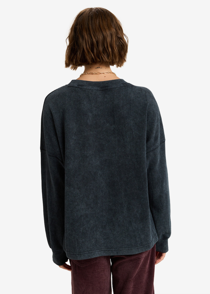 East Side Midweight Long Sleeve Top in Anthracite
