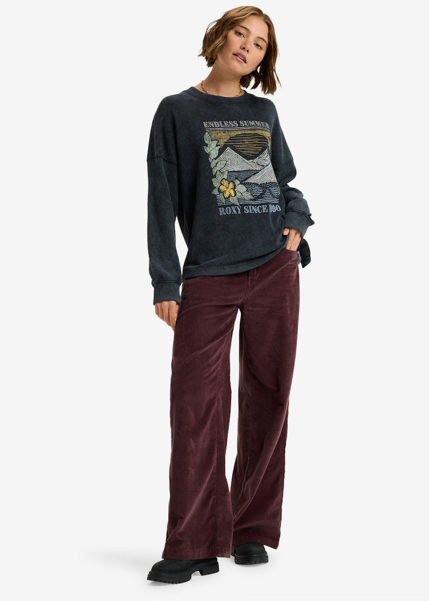 East Side Midweight Long Sleeve Top in Anthracite