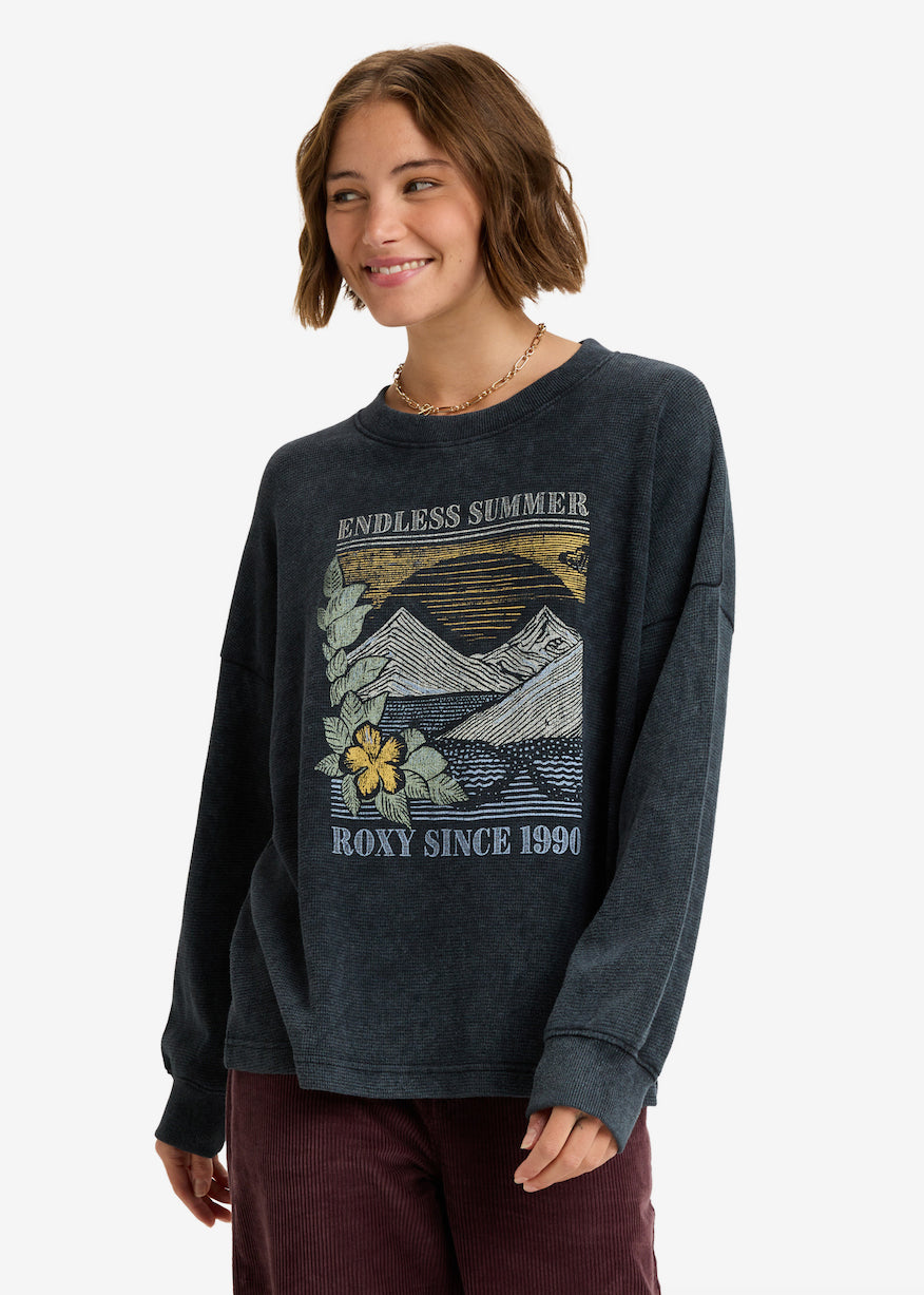 East Side Midweight Long Sleeve Top in Anthracite