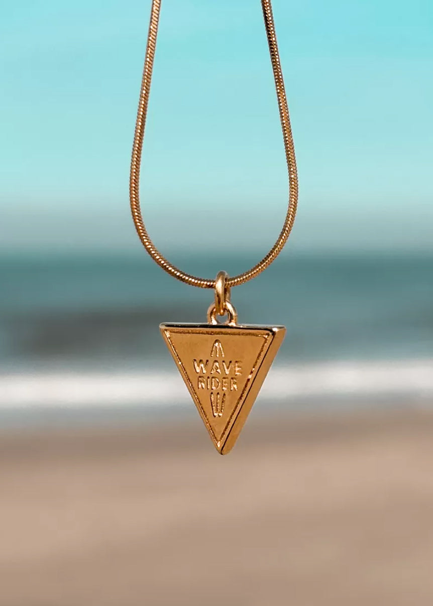 Ocean Wave Rider Necklace - Gold