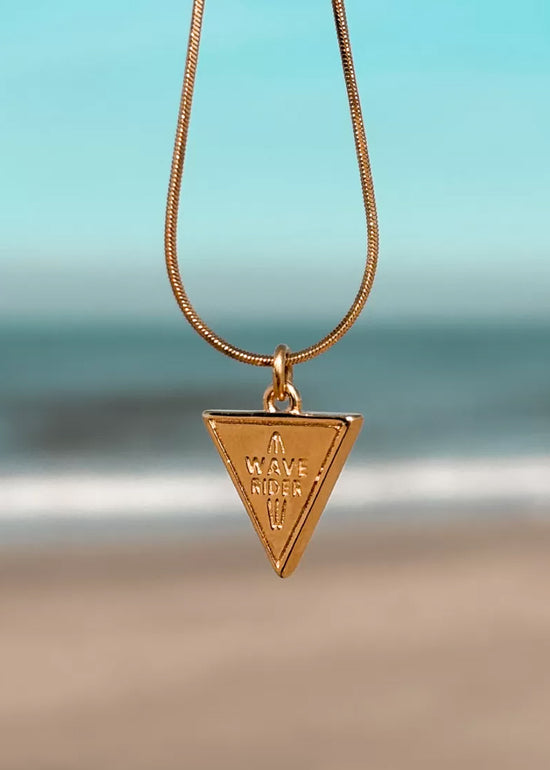 Ocean Wave Rider Necklace - Gold